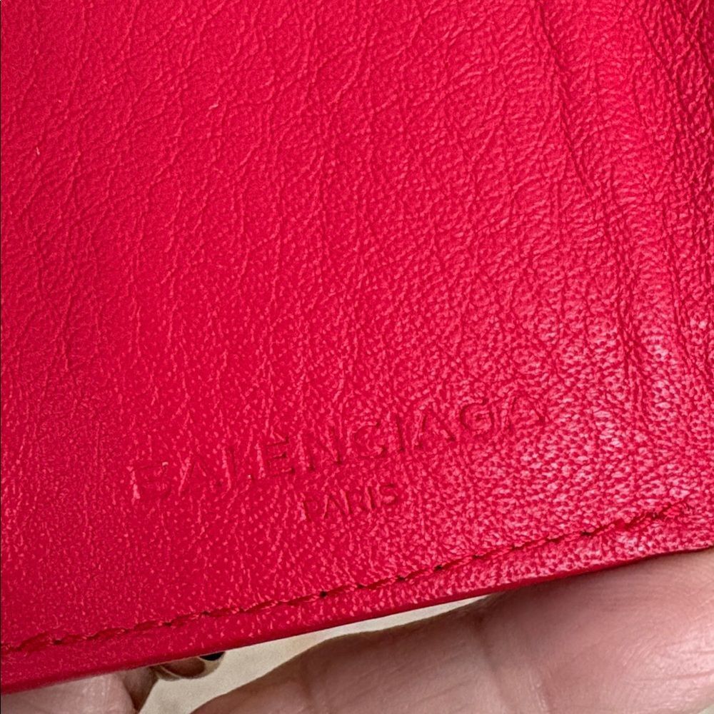 Balenciaga Papier Mini Tri-Fold Wallet Red Leather - Picture 13 of 13